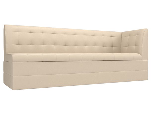 Кухонный диван Бриз с углом (полностью экокожа бежевая) - Вид 1