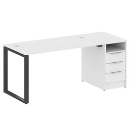 Metal System Р. ст. с тумбой на О-образном м/к БО.РС-СТП-1.3 Белый/Антрацит металл 1812*720*750 - Фото предпросмотра