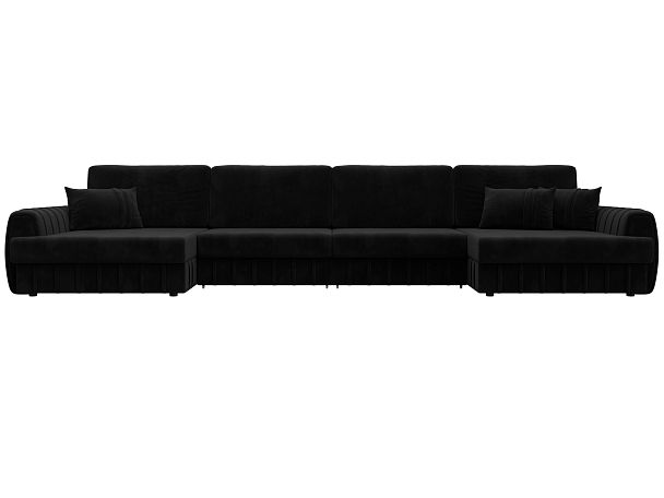 Диван П-образный Лига-057 НПБ Лонг Велюр черный - Вид 2