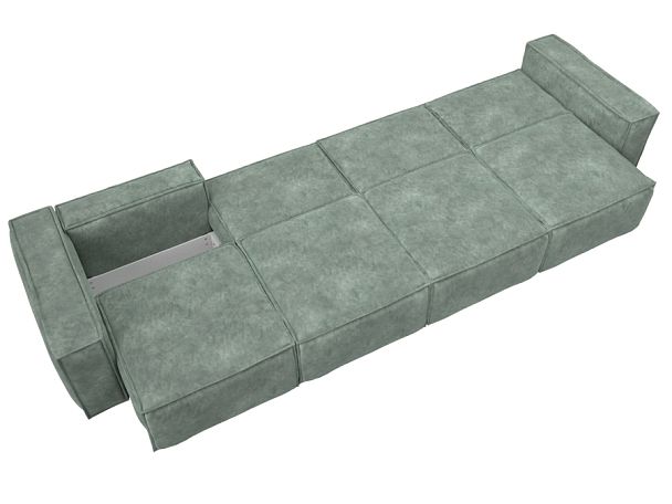 Диван прямой Лига-081 НПБ МегаЛонг Велюр зеленый - Вид 10