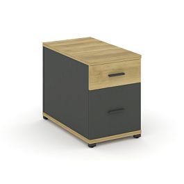 Concept Тумба опорная/приставная 1 ящ.+1 распаш. фасад CN.TGO-004 A Дуб Винченцо/Антрацит/Металл Антрацит 420*720*583 - Фото предпросмотра