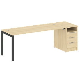 Metal System Quattro Р. ст. с тумбой на П-образном м/к 50БП.РС-СТП-1.5 Акация/Антрацит металл 2212*720*750 - Фото предпросмотра