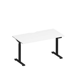 Стол письменный на электроприводе с вырезом Elevo А2 ЧР 003.2 БП белый премиум / черный гладкий - Фото предпросмотра