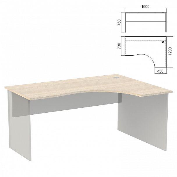 Стол эргономичный ЧАСТЬ 1 "Арго", 1600х1200х760 мм, правый, ясень шимо - Вид 2
