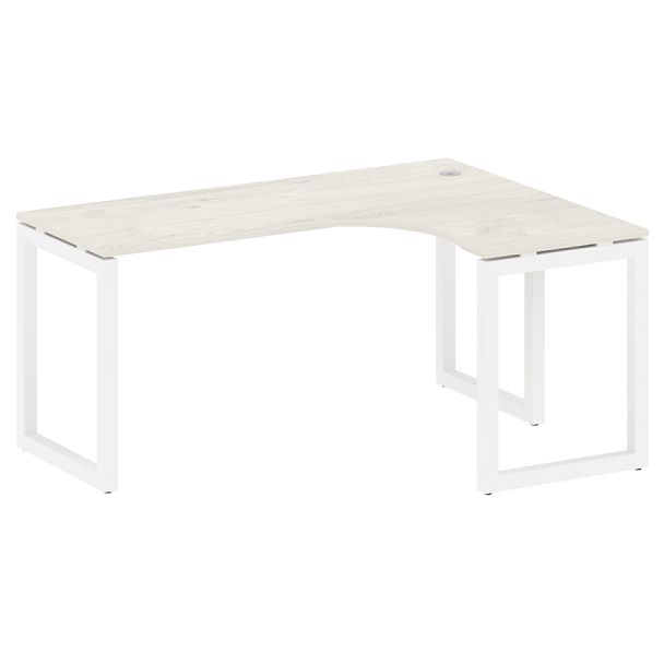 Metal System Quattro Стол криволинейный правый на О-образном м/к 50БО.СА-4 (R) Дуб наварра/Белый металл 1600*1200*750 - Вид 1