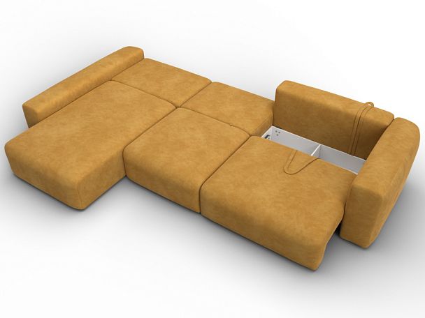 Диван угловой Лига-066 НПБ Лонг угол левый Велюр желтый - Вид 10