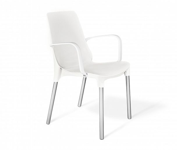 Стул Sheffilton SHT-S76 белый пластиковый белый/хром лак, стопируемый - Вид 2