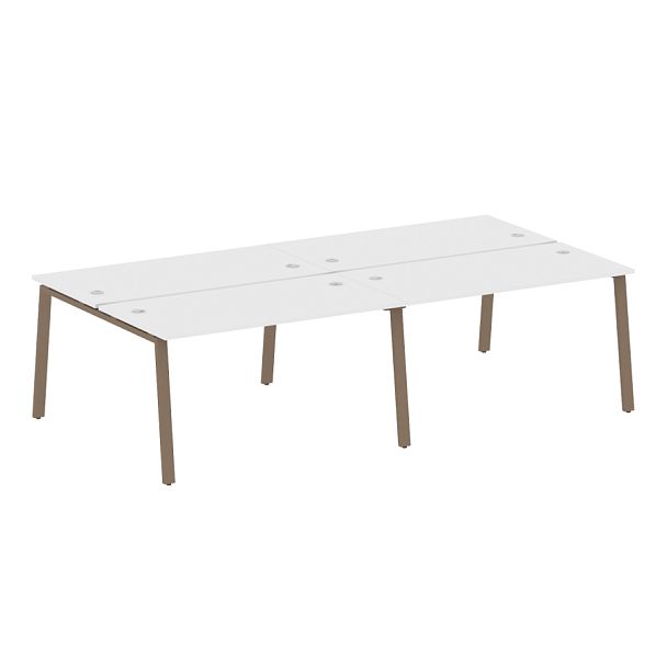 Metal System Р.ст. на 4 раб. места на А-образном м/к БА.СМ-4.3 Белый/Мокко металл 2800*1475*750 - Вид 1