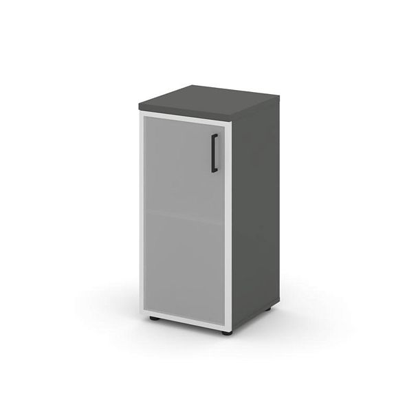 Стайл Проджект Шкаф низкий узкий SN.STU-303(L) Антрацит/Сатин/Черный Ручки 400*400*833 - Вид 1