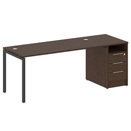 Metal System Quattro Р. ст. с тумбой на П-образном м/к 40БП.РС-СТП-1.4 Венге/Антрацит металл 2012*720*750 - Фото предпросмотра