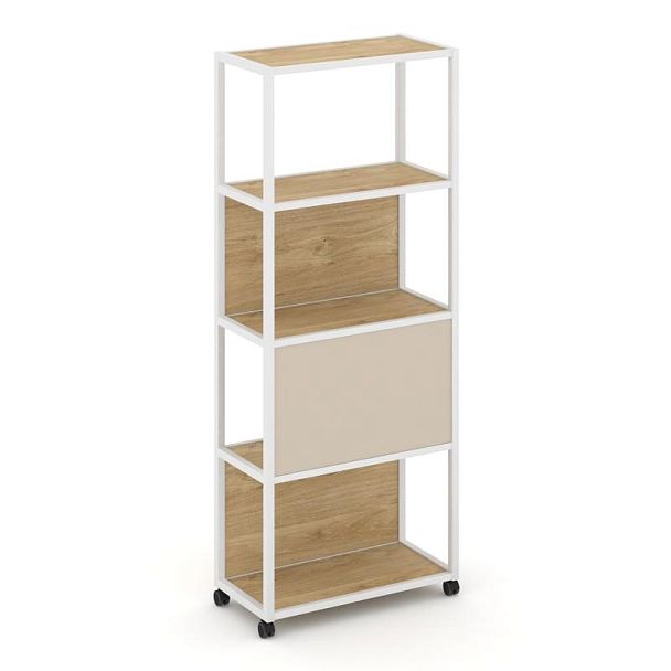 Shelf Mobile Стеллаж 5 уровней 1 секция VR.LT-STK-506.08 Тиквуд Светлый/Металл Белый/W-04 800*400*2000 - Вид 1