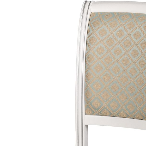 Комплект деревянных стульев с мягким сиденьем Арктос Белый с серебряной патиной/Бирюзовый жаккард, 2 шт. - Вид 6