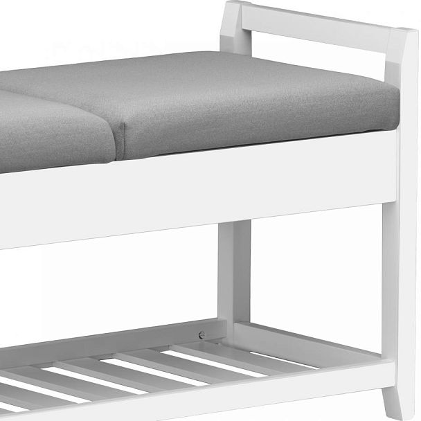 Обувница деревянная Вудсен Белый/Светло-серый велюр - Вид 5