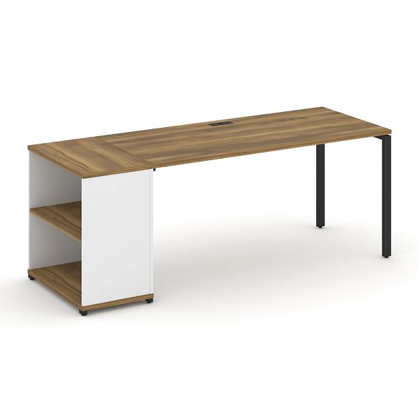 Concept Стол рабочий с опорным стеллажом CN.SP-204 Сандал Янтарный/Белый Бриллиант/Металл Черный 2000*720*750 - Вид 1