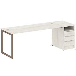 Metal System Quattro Р. ст. с тумбой на О-образном м/к 40БО.РС-СТП-1.5 Дуб наварра/Мокко металл 2212*720*750 - Фото предпросмотра