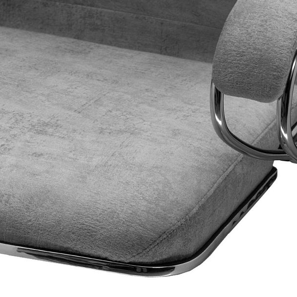 Кресло офисное МЕТТА "L1m 42", хром, сиденье и спинка мягкие, велюр, светло-серое - Вид 10