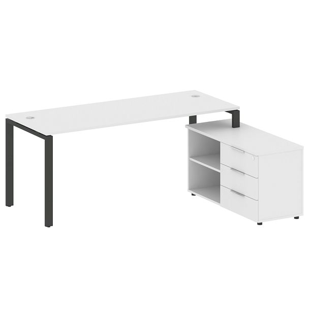 Metal System Р. ст. с тумбой на П-образном м/к БП.РС-СТС-2.5 (R) Белый/Антрацит металл 1900*1520*750 - Вид 1