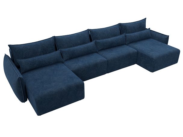 Диван П-образный Лига-051 НПБ Лонг Велюр синий - Вид 6