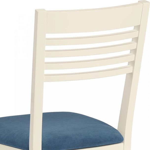 Стул деревянный с мягким сиденьем Ноэль Слоновая кость/Синий велюр - Вид 9