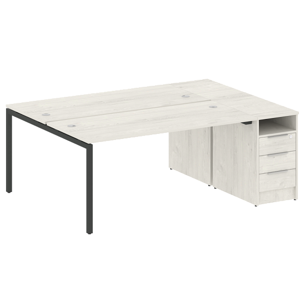 Metal System Quattro Р. ст. с тумбой на П-образном м/к 40БП.РС-СТП-2.4 Дуб наварра/Антрацит металл 2012*1475*750 - Вид 1