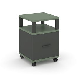 Concept Тумба мобильная 1 распаш. фасад с надставкой CN.TUM-008 A Кобо/Антрацит/Металл Антрацит 420*420*615 - Фото предпросмотра