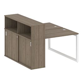 Metal System Quattro Р. ст. с шкафом-купе на О-образном м/к 50БО.РС-СШК-2.1 Т Вяз/Белый металл 1410*1475*1098 - Фото предпросмотра