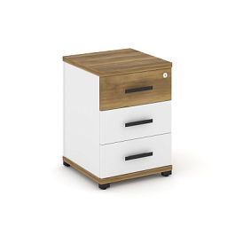 Concept Тумба опорная/приставная 3 ящ. CN.TUO-001 B Сандал Янтарный/Белый Бриллиант/Металл Черный 420*420*583 - Фото предпросмотра