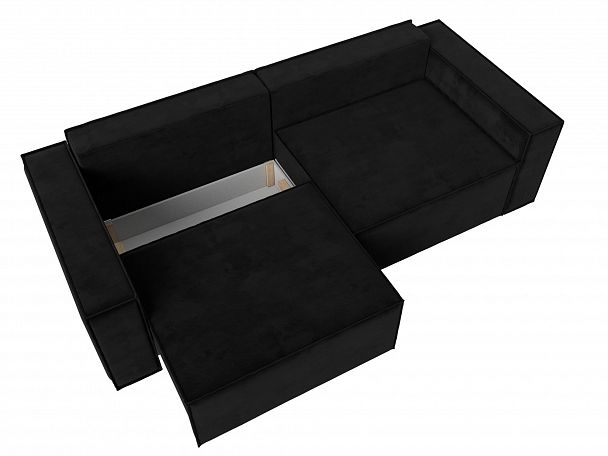 Диван прямой Куба (полностью велюр черный) - Вид 6