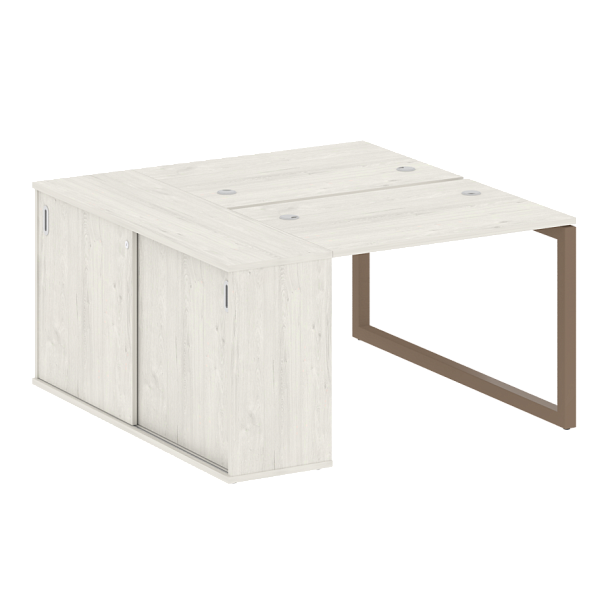 Metal System Quattro Р. ст. с шкафом-купе на О-образном м/к 50БО.РС-СШК-1.1 Т Дуб наварра/Мокко металл 1410*1475*750 - Вид 1