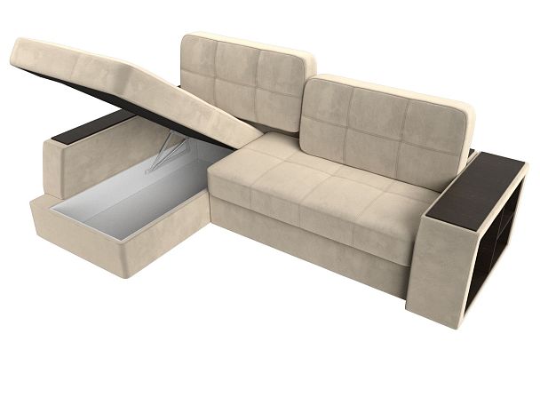 Угловой диван Брюссель левый (полностью микровельвет бежевый) - Вид 7