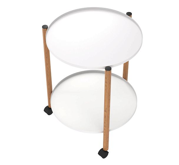 Сервировочный столик Sheffilton SHT-CT62 белый муар/светлый орех - Вид 3