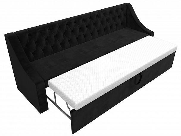 Кухонный прямой диван Мерлин (полностью велюр черный) - Вид 6