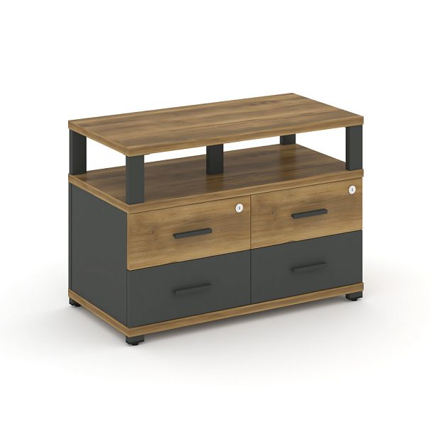 Concept Тумба приставная широкая 4 ящ. с надставкой широкой CN.TSP-003 A Сандал Янтарный/Антрацит/Металл Антрацит 836*420*583 - Вид 1