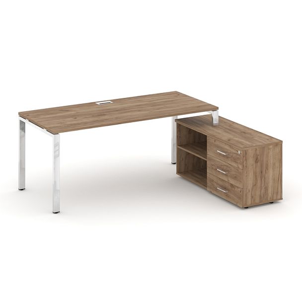 Style Project Direct Lux Стол письменный с греденцией правой M-SN-6P.SRG-015.M(R) Дуб Табак/Нержавеющая Сталь/Хром 1780*700*750 - Вид 1