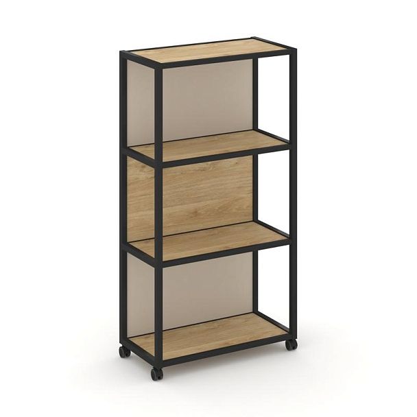 Shelf Mobile Стеллаж 4 уровня 1 секция VR.LT-STK-404.10 Тиквуд Светлый/Металл Черный/W-04 1000*400*1523 - Вид 1