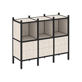 Loft Прямой стеллаж наборный VR.L-07 Денвер светлый/Чёрный металл 1278*446*1047 - Фото предпросмотра