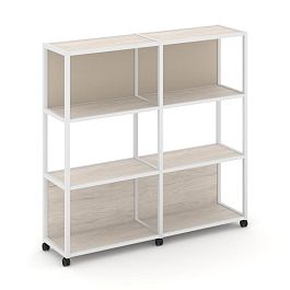 Shelf Mobile Стеллаж 4 уровня 2 секции VR.LT-STK-415.06 Денвер Светлый/Металл Белый/W-04 1170*400*1523 - Фото предпросмотра