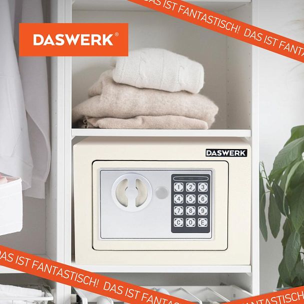 Сейф мебельный DASWERK SC-170EL (170х230х170 мм), электронный замок, бежевый, 291340 - Вид 20