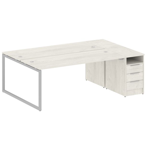 Metal System Quattro Р. ст. с тумбой на О-образном м/к 40БО.РС-СТП-2.5 Дуб наварра/Серый металл 2212*1475*750 - Вид 1