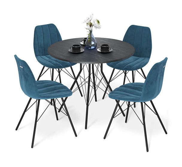 Обеденная группа Sheffilton SHT-DS248 каменный уголь/морск.голуб./черный муар - Вид 1