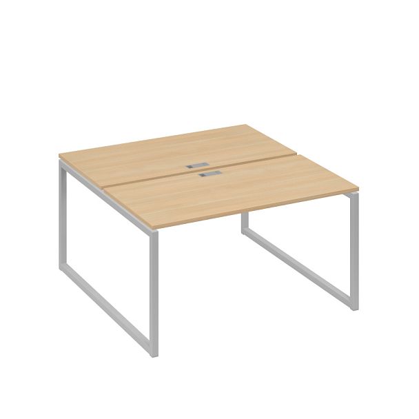 Рабочая станция 2х140 на опорах QUATTRO A4 А4 Б4 174 БП натуральный дуб / металлокаркас серый - Вид 1