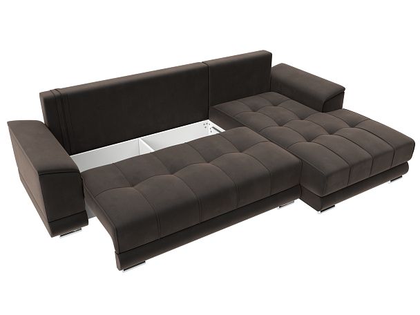 Угловой диван НордСтар правый угол Велюр коричневый - Вид 7