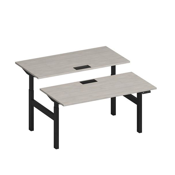 Рабочая станция на электроприводе с заглушками Elevo А2 ЧР 103 ДШ дуб шамони/ черный гладкий - Вид 1