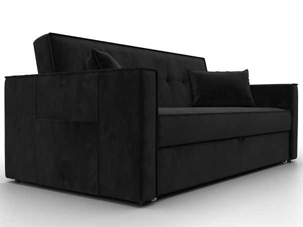 Диван прямой Лига-104 (160) Велюр черный - Вид 3