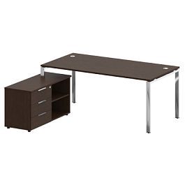 Metal System Direct Стол руковододителя с тумбой левый БГ.СРТ-5.9 (L) Венге/Нерж. сталь 1900*1720*750 - Фото предпросмотра