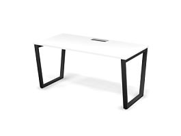 MATRIX 121S105-V Стол прямой, проводник Merida (V-обр. опоры) 1580х780х775 Белый/Темно-серый - Фото предпросмотра