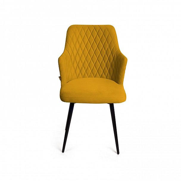 Стул поворотный на 90 градусов, функция возврата, антишум Hunt ромб, велюр желтый maxx 560 / чёрный конус - Вид 3