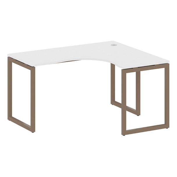 Metal System Quattro Стол криволинейный правый на О-образном м/к 40БО.СА-3 (R) Белый/Мокко металл 1400*1200*750 - Вид 1