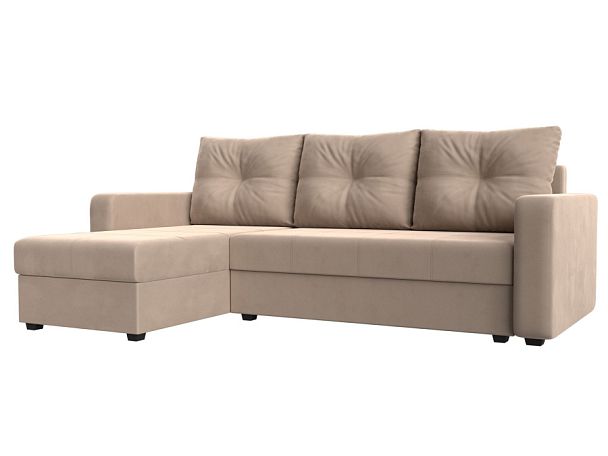 Диван угловой Ливерпуль Лайт левый угол Велюр бежевый - Вид 1