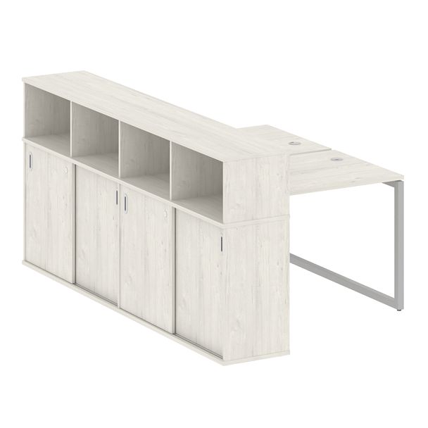 Metal System Quattro Р. ст. с шкафом-купе на О-образном м/к 40БО.РС-СШК-4.1 Т Дуб наварра/Серый металл 1410*2332*1098 - Вид 1